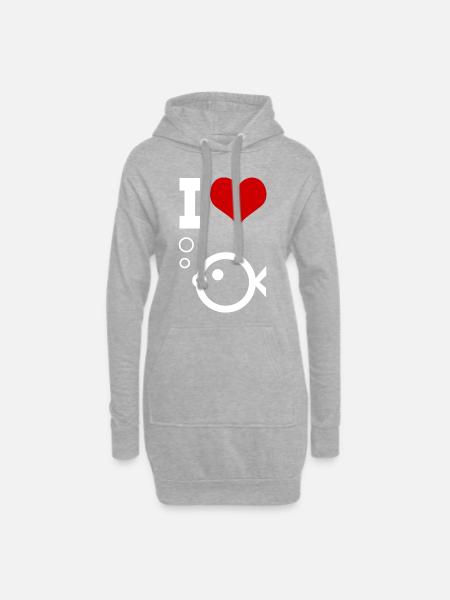 I love fish - Hoodie Dress - heather grey