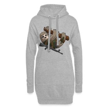 Soldat soldat paresseux cadeau de l'armée militaire - Sweat-shirt à capuche long Femme - gris chiné - Devant