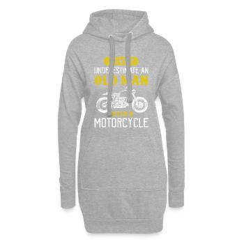 Motorrad Spruch alter mann biker - Hoodie-Kleid - Grau meliert - Vorne