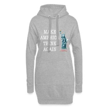  Anti Make America Think Again Fuck Président - Sweat-shirt à capuche long Femme - gris chiné - Devant
