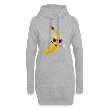 Banane drôle - Sweat-shirt à capuche long Femme - gris chiné - Devant