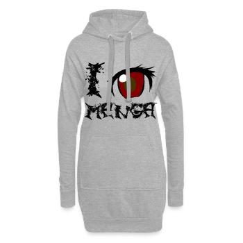 J'adore les mangas - Sweat-shirt à capuche long Femme - gris chiné - Devant
