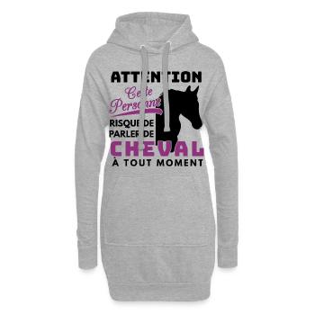 Cheval Shirt - Équitation Cavalier - Poney Cadeaux - Sweat-shirt à capuche long Femme - gris chiné - Devant