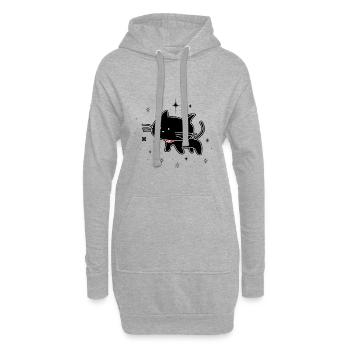 Schwarze Katze - Hoodie-Kleid - Grau meliert - Vorne