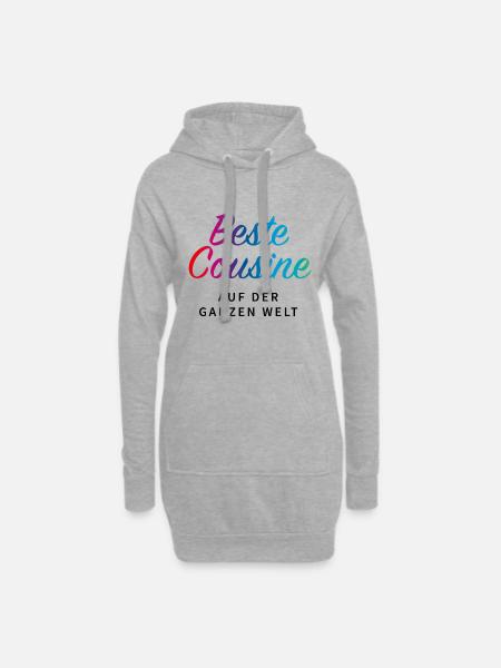 beste Cousine - Hoodie-Kleid - Grau meliert