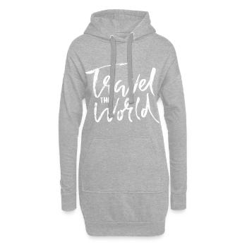 Travel Travel World en disant - Sweat-shirt à capuche long Femme - gris chiné - Devant
