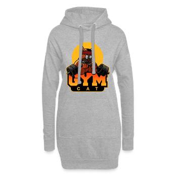 Gym Chat Haltérophilie Forte Foncé Drôle - Sweat-shirt à capuche long Femme - gris chiné - Devant
