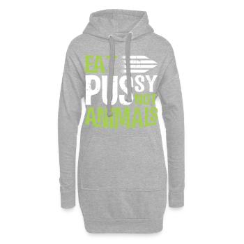 Vegatarisch Iss Pussy und kein Fleisch Lustiges - Hoodie-Kleid - Grau meliert - Vorne