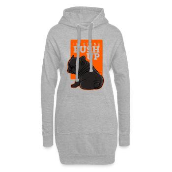Fitness Hund Liegestütz Französisch Doggy Schwarz - Hoodie-Kleid - Grau meliert - Vorne