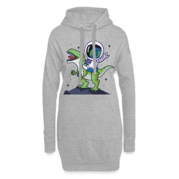 dinosaure astronaute - Sweat-shirt à capuche long Femme - gris chiné - Devant