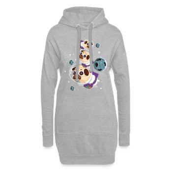 mops hund pug astronaut space - Hoodie-Kleid - Grau meliert - Vorne