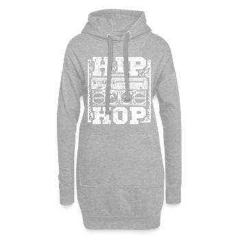 Ghettoblaster de musique hip hop - Sweat-shirt à capuche long Femme - gris chiné - Devant
