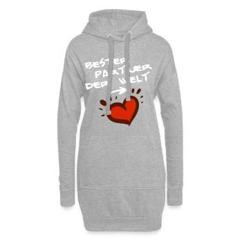 Meilleur partenaire au monde, police blanche Coupleshirt - Sweat-shirt à capuche long Femme - gris chiné - Devant