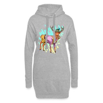 Bier Hirsch Bayern Lederhose Geschenk - Hoodie-Kleid - Grau meliert - Vorne