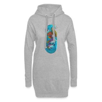 Japanischer Koi Fisch Orange lila - Hoodie-Kleid - Grau meliert - Vorne