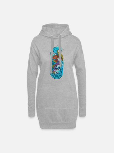Japanischer Koi Fisch Orange lila - Hoodie-Kleid - Grau meliert