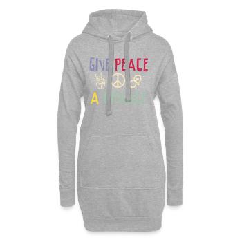 Hippie Gib Frieden eine Chance Spruch Cooles - Hoodie-Kleid - Grau meliert - Vorne