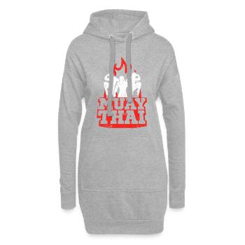 Logo des arts martiaux Muay Thai Fighter - Sweat-shirt à capuche long Femme - gris chiné - Devant