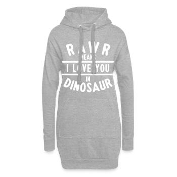 Dinosaurier Rawr Dino Ich Liebe Dich Cool Geschenk - Hoodie-Kleid - Grau meliert - Vorne