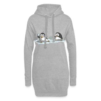 Idée cadeau boule de neige - Sweat-shirt à capuche long Femme - gris chiné - Devant