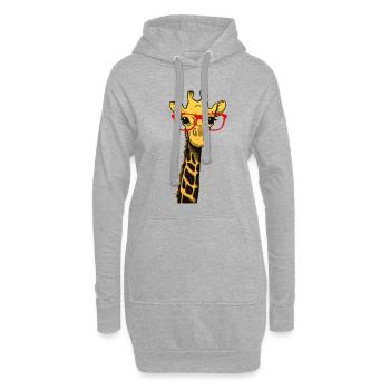 Giraffe mit Lesebrille Safari Bücher Geschenk Idee - Hoodie-Kleid - Grau meliert - Vorne