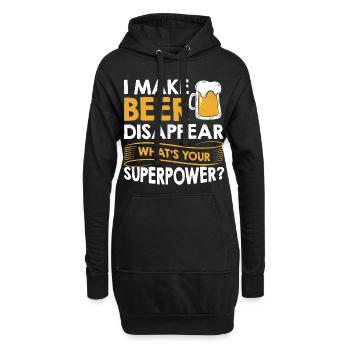 Je fais disparaître la bière Superpower alcool - Sweat-shirt à capuche long Femme - noir - Devant