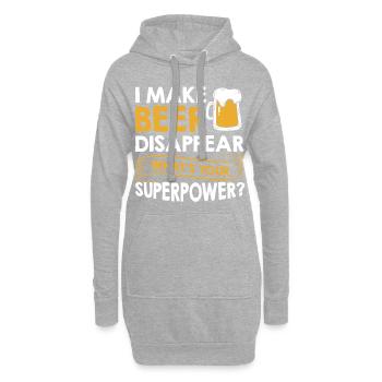 Ich lasse Bier verschwinden Superkraft Alkohol - Hoodie-Kleid - Grau meliert - Vorne