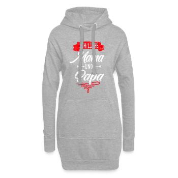 Ich liebe mama und papa - Hoodie-Kleid - Grau meliert - Vorne