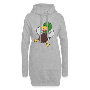 Idée cadeau animal canard joie - Sweat-shirt à capuche long Femme - gris chiné - Devant