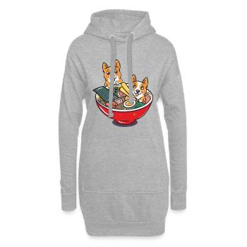 Idée de cadeau pour le bol de ramen pour chien Kawaii Kawaii - Sweat-shirt à capuche long Femme - gris chiné - Devant