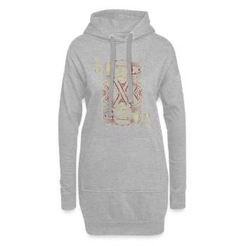 Poker König Skelett Karte As - Hoodie-Kleid - Grau meliert - Vorne