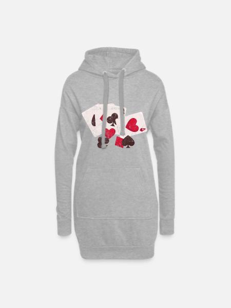 Poker Symbol As Pik - Hoodie-Kleid - Grau meliert