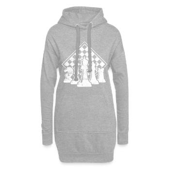 Figures d'échecs roi tour de cheval - Sweat-shirt à capuche long Femme - gris chiné - Devant