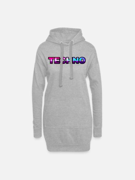 Techno - Hoodie-Kleid - Grau meliert