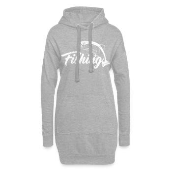 Pêcher du poisson - Sweat-shirt à capuche long Femme - gris chiné - Devant
