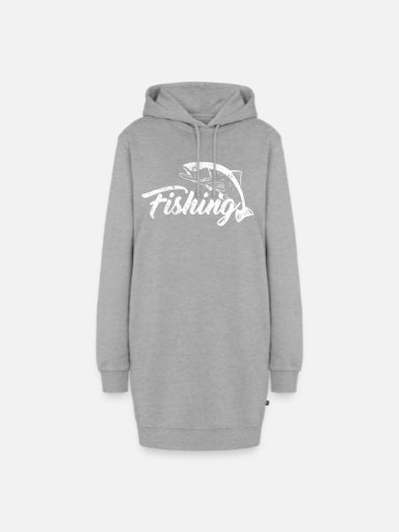 Fischen Angeln Fisch - Hoodie-Kleid - Grau meliert
