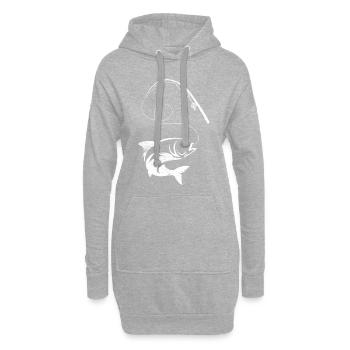 Icône de poisson pêche pêche - Sweat-shirt à capuche long Femme - gris chiné - Devant