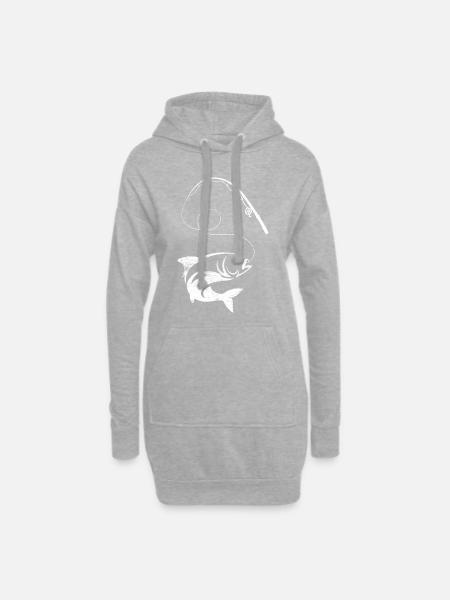 Fischen Angeln Fisch Symbol - Hoodie-Kleid - Grau meliert
