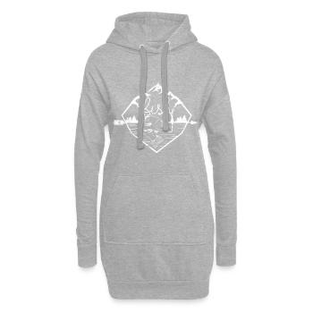 Hameçon poisson - Sweat-shirt à capuche long Femme - gris chiné - Devant