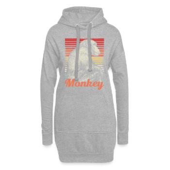 Affe Tier Niedlich Safari Retro Cooles Geschenk - Hoodie-Kleid - Grau meliert - Vorne