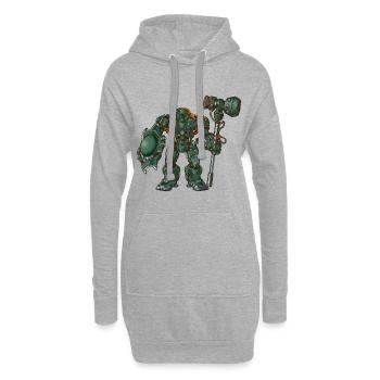 Roboter Monster - Hoodie-Kleid - Grau meliert - Vorne