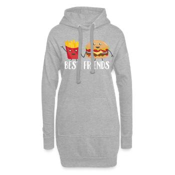 Les meilleurs amis Burger Frite Foodie cadeau - Sweat-shirt à capuche long Femme - gris chiné - Devant