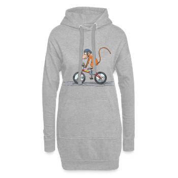 Fahrrad Radfahrer Äffchen mit Helm Geschenk Idee - Hoodie-Kleid - Grau meliert - Vorne