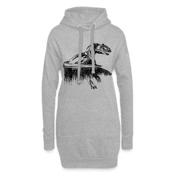 dinosaure - Sweat-shirt à capuche long Femme - gris chiné - Devant