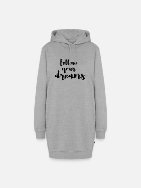 Follow your dreams - Hoodie-Kleid - Grau meliert
