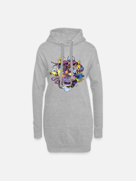Alien Team - Hoodie-Kleid - Grau meliert