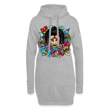 Gueisha Doodle - Hoodie-Kleid - Grau meliert - Vorne