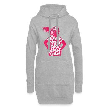 Feminist Spruch - Hoodie-Kleid - Grau meliert - Vorne
