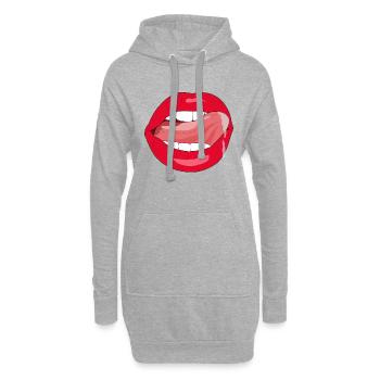 Baiser rouge bouche sexy - Sweat-shirt à capuche long Femme - gris chiné - Devant