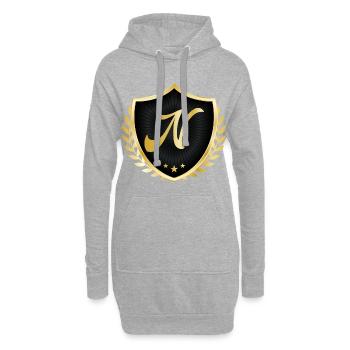 N lettre blasons d’or - Sweat-shirt à capuche long Femme - gris chiné - Devant
